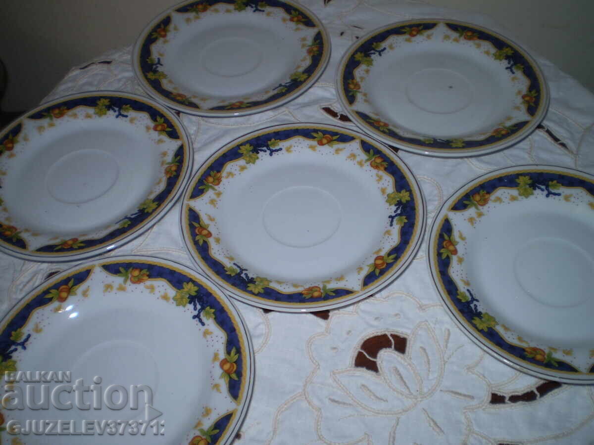 Auction Set of coffee cups Bulgarian porcelain blue stripe gold Auction Set of coffee cups Bulgarian porcelain blue stripe gold