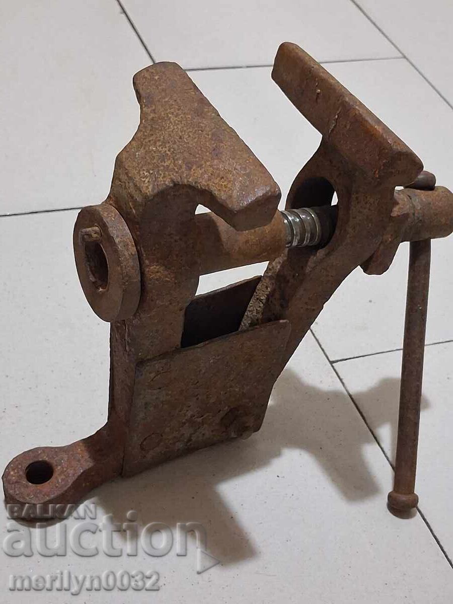 An old vise clamps a blacksmith's tool with price 76.00 BGN | € 38.86