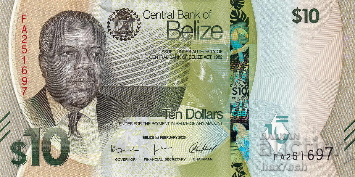 ❤️ ⭐ Μπελίζ 2025 10 δολάρια UNC νέα ⭐ ❤️ με τιμή 26.99 BGN | € 13.80