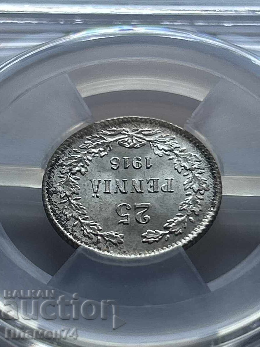 Аукцион 25 пенни 1916 S MS66 Финландия Аукцион 25 пенни 1916 S MS66 Финландия