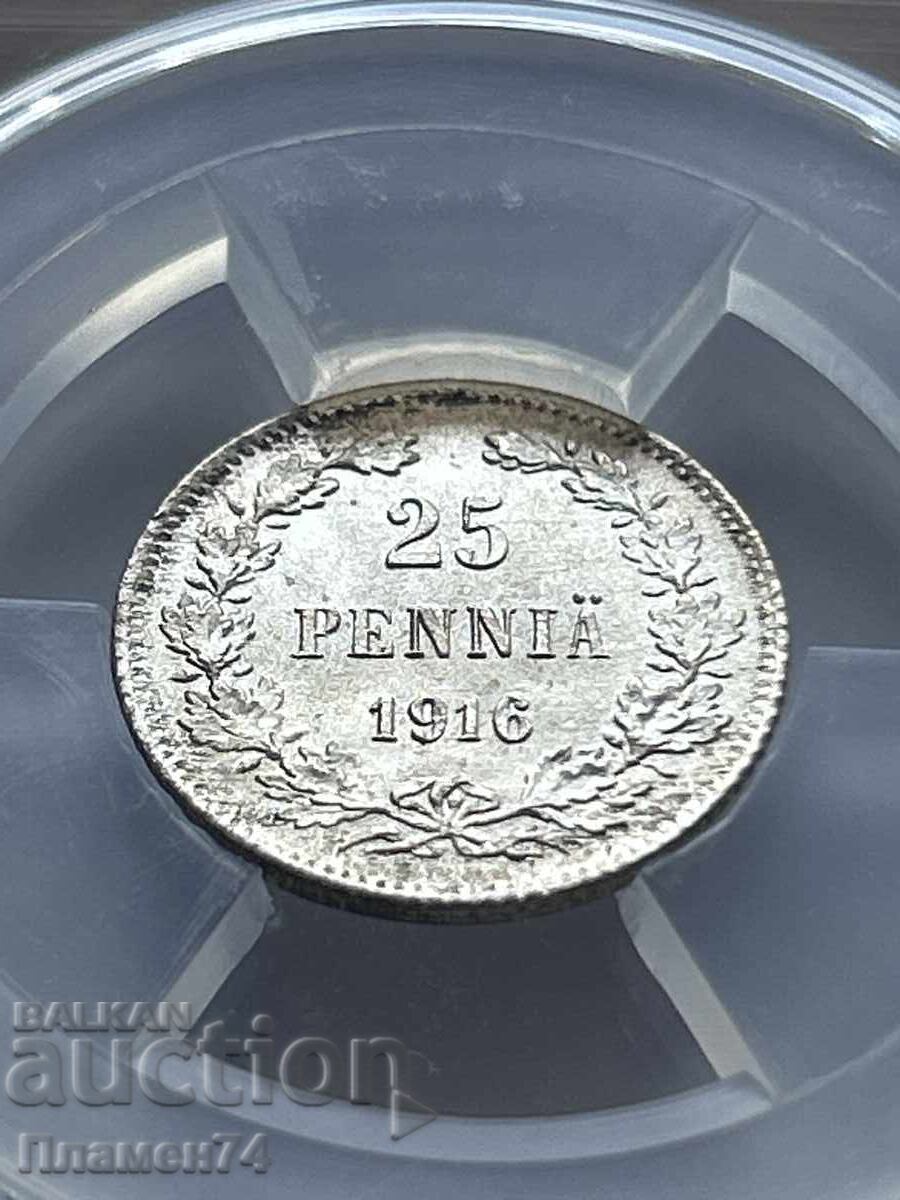 25 Penni 1916 S MS66 Finland with price 90.00 BGN | € 46.02