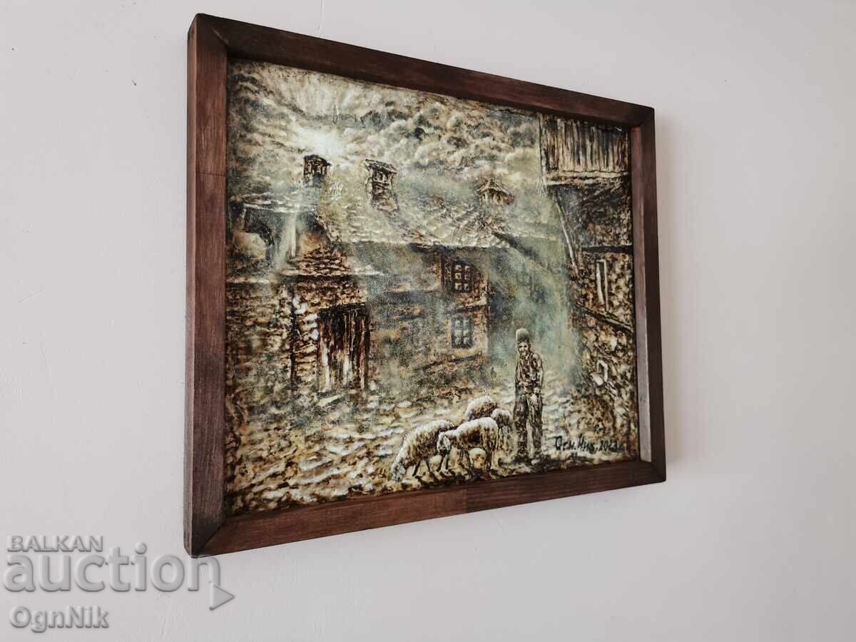 Ζωγραφιά σε καμβά Αγροτικό πρωινό με πρόβατα με τιμή 110.00 BGN | € 56.24