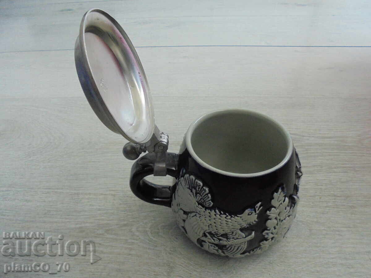 №8208 Relief Porcelain Mug with Metal Lid Rein Zinn with price 25.00 BGN | € 12.78 №8208 Relief Porcelain Mug with Metal Lid Rein Zinn with price 25.00 BGN | € 12.78