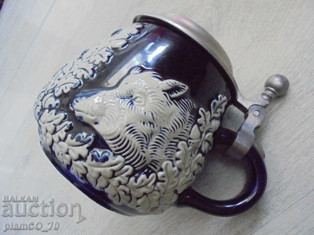 №8208 Relief Porcelain Mug with Metal Lid Rein Zinn - 5 №8208 Relief Porcelain Mug with Metal Lid Rein Zinn - 5