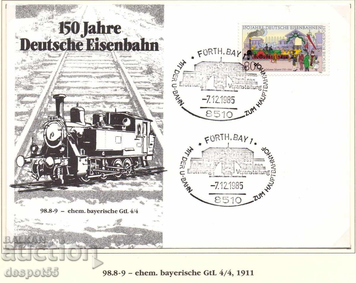 1985. West Germany. 150th Anniversary of the German Railway - Envelope