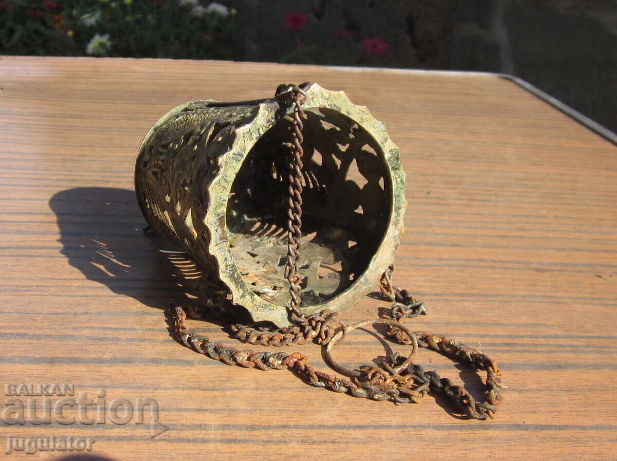 antique Bulgarian Renaissance homemade bronze lamp - 5