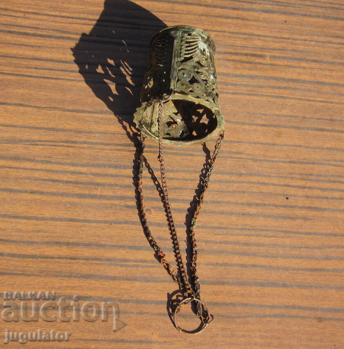 antique Bulgarian Renaissance homemade bronze lamp