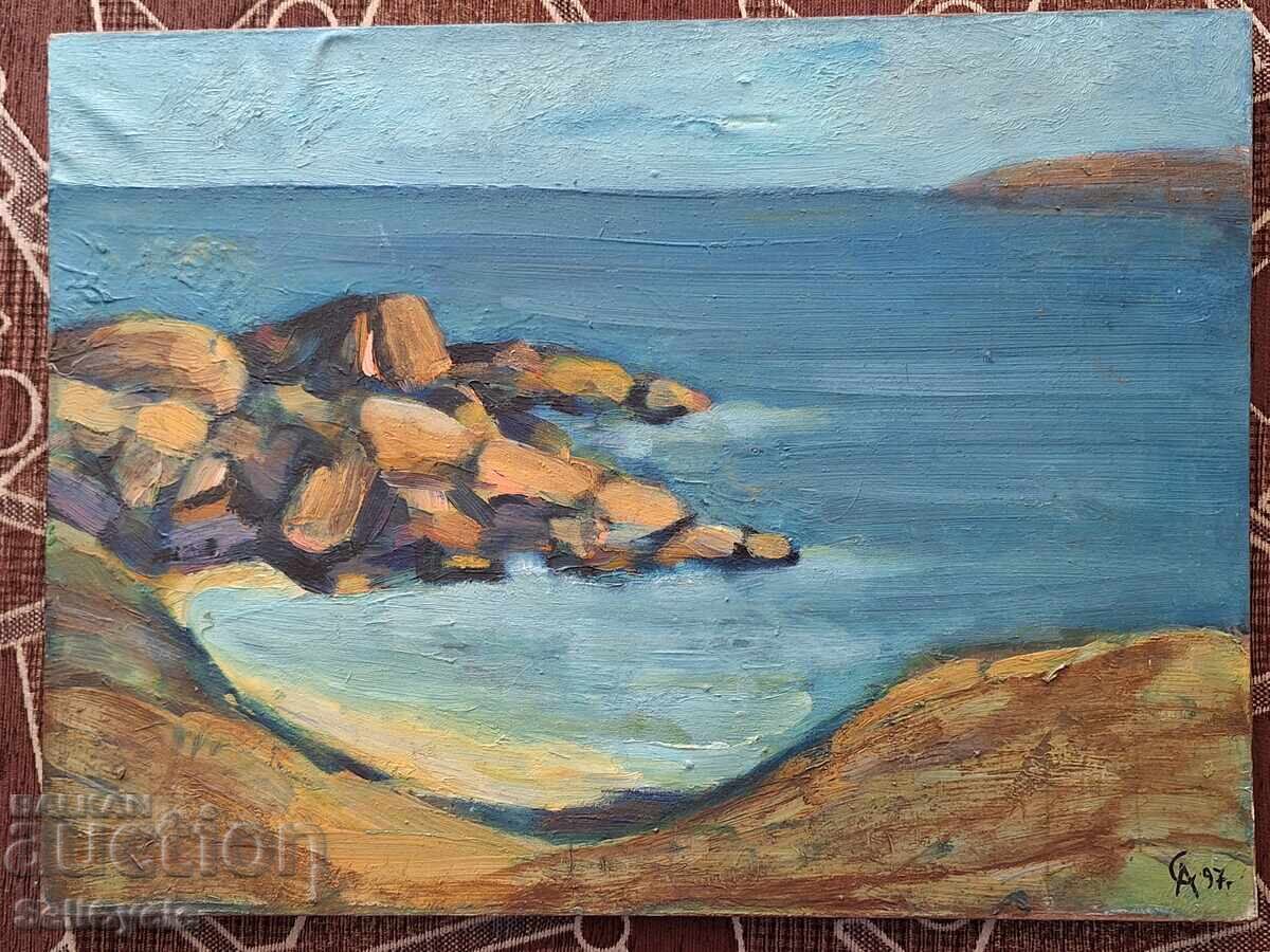 ✅КАРТИНА МАСЛО - РАЙСКИЯТ ЗАЛИВ - 55/41 СМ.❗ ✅КАРТИНА МАСЛО - РАЙСКИЯТ ЗАЛИВ - 55/41 СМ.❗