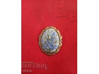 Antique brooch, Gold plating, Porcelain