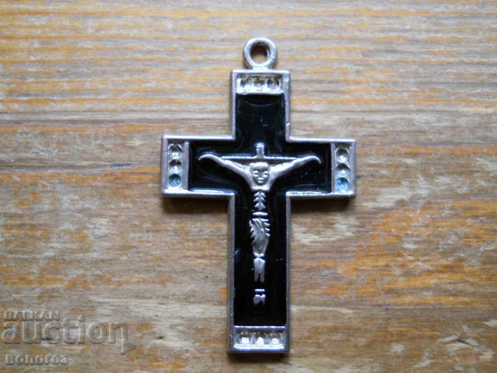 Vintage metal cross with enamel
