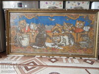 Covor vechi de perete, Goblen, Tablou, Pisici 140 / 70