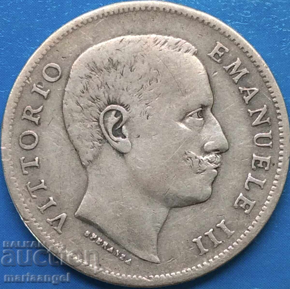 1 Λίρα 1906 Ιταλία Σαβοΐας Βίκτωρ Εμμανουήλ Γ' ασήμι - 7