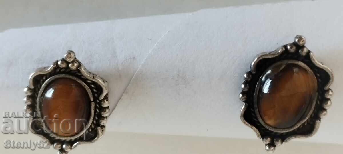 Δημοπρασία Ασημένια σκουλαρίκια 3 γρ. πέτρα Μάτι της τίγρης Δημοπρασία Ασημένια σκουλαρίκια 3 γρ. πέτρα Μάτι της τίγρης