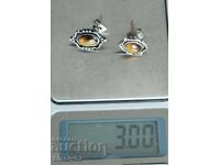 Cercei din argint 3 gr. piatră Ochi de tigru