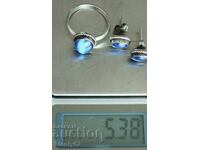 Set Cercei Argint cu Inel 5.38 gr. piatră albastră
