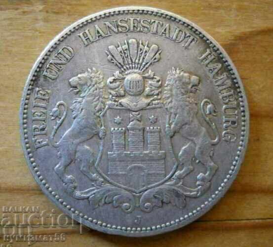 5 марки 1907 г. (сребро) - Хамбург ( J ) с цена € 86.92 | 170.00 лв.