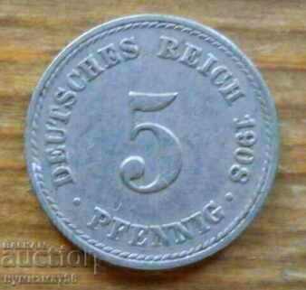 5 Pfennig 1908 - Germania (A) 5 Pfennig 1908 - Germania (A)