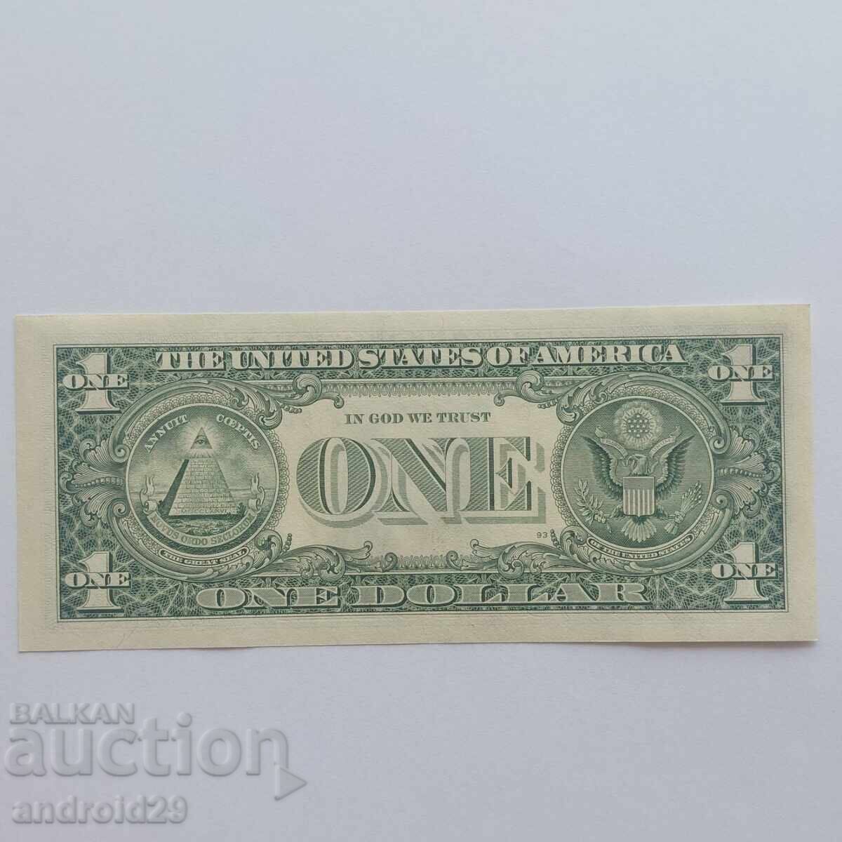 1 долар, САЩ, Зелен  печат, 2003 г. със звезда в номера /UNC - 5