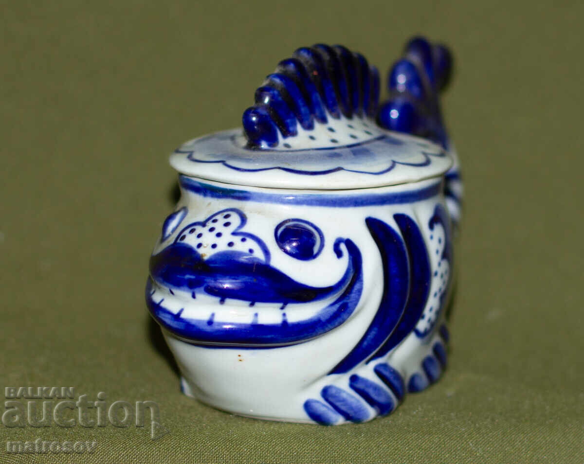 Delivery of Russian porcelain teapot, fish, Gzhel