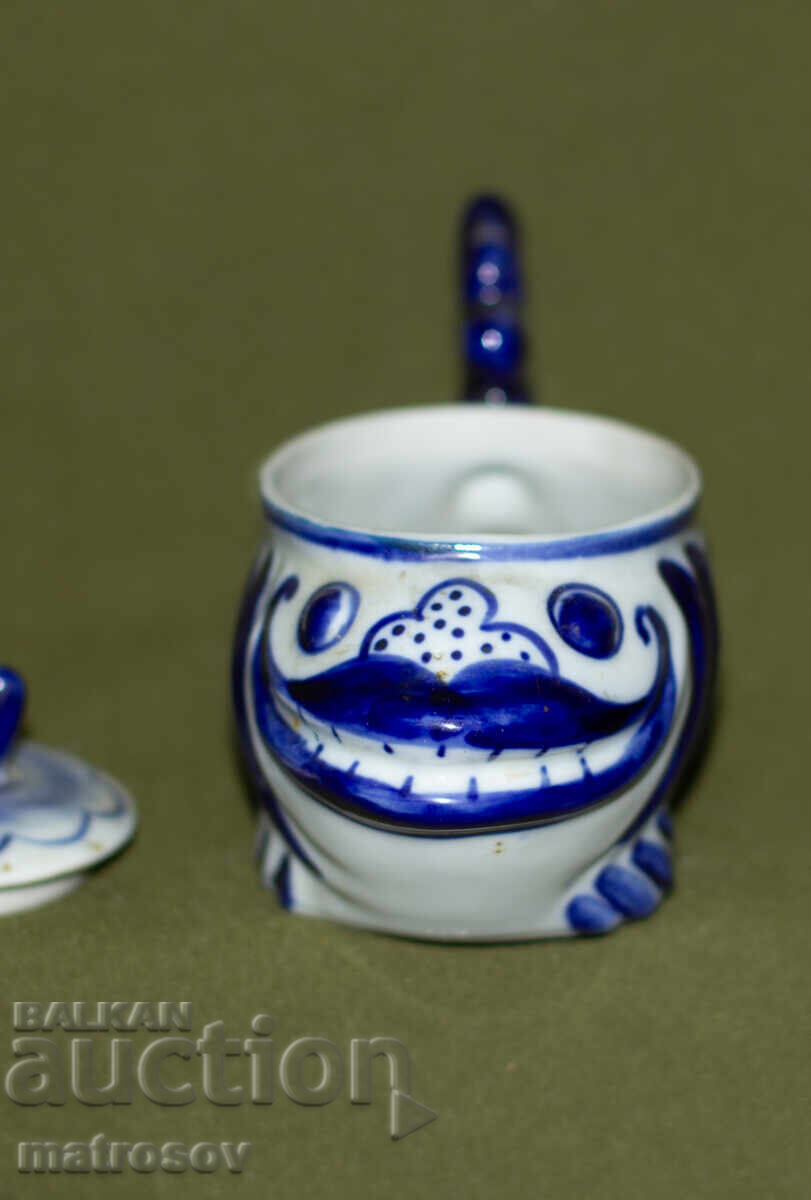 Russian porcelain teapot, fish, Gzhel - 7