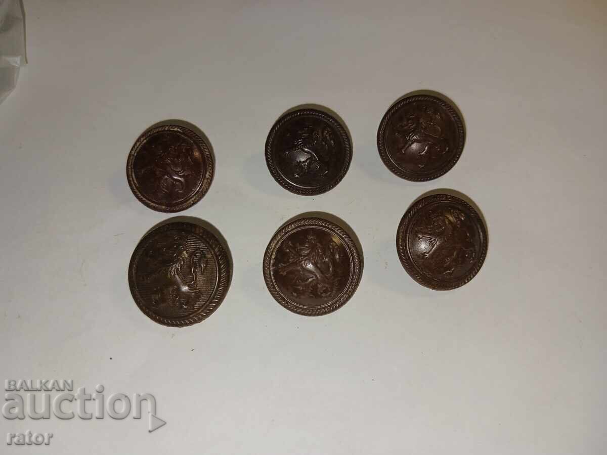 Βασιλικά βακελιτικά κουμπιά στρατού Βασίλειο της Βουλγαρίας - 6 τεμάχια