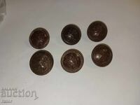 Βασιλικά βακελιτικά κουμπιά στρατού Βασίλειο της Βουλγαρίας - 6 τεμάχια