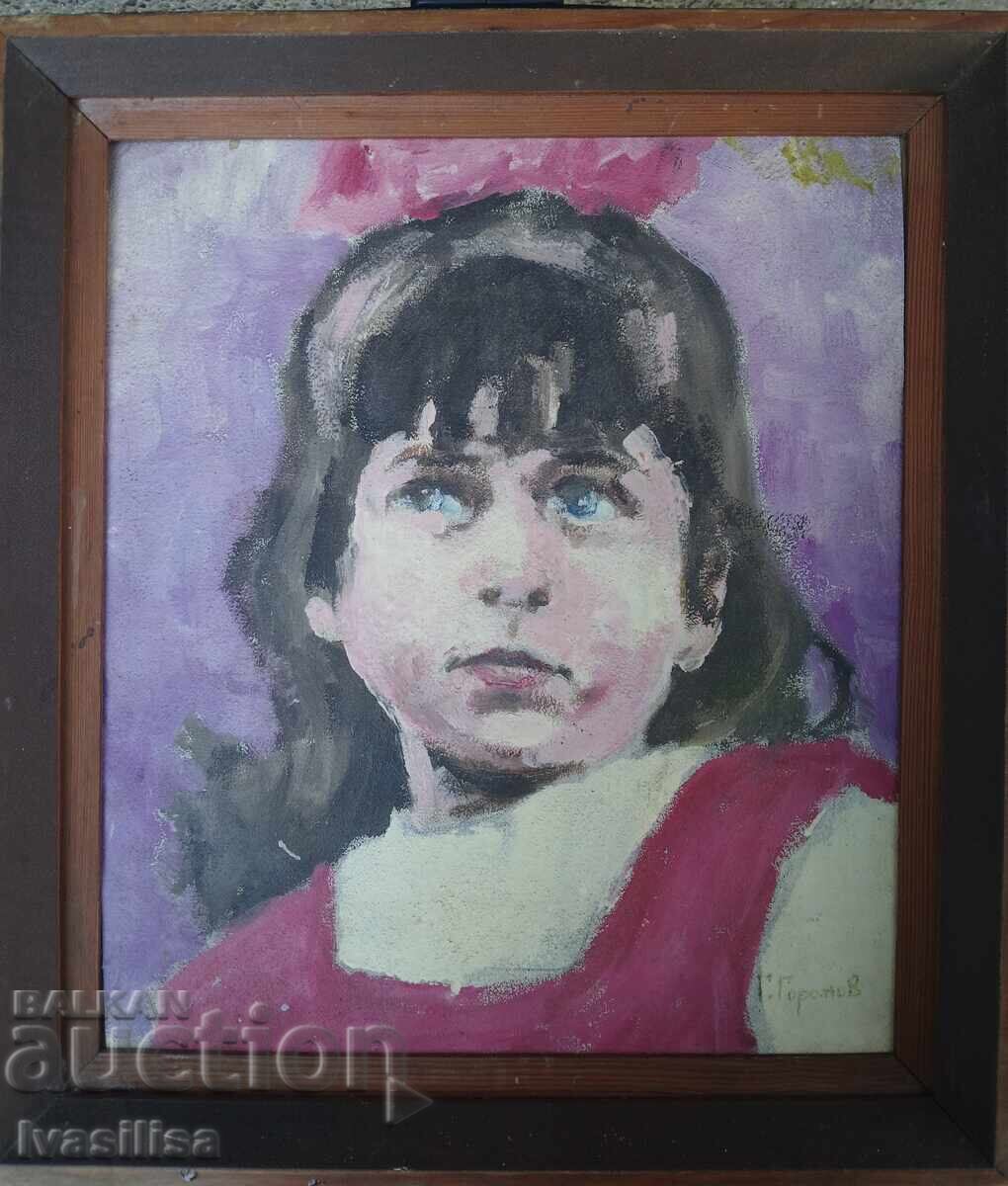 Old painting, portrait of a girl Old painting, portrait of a girl