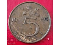 5 cenți 1980 - Țările de Jos