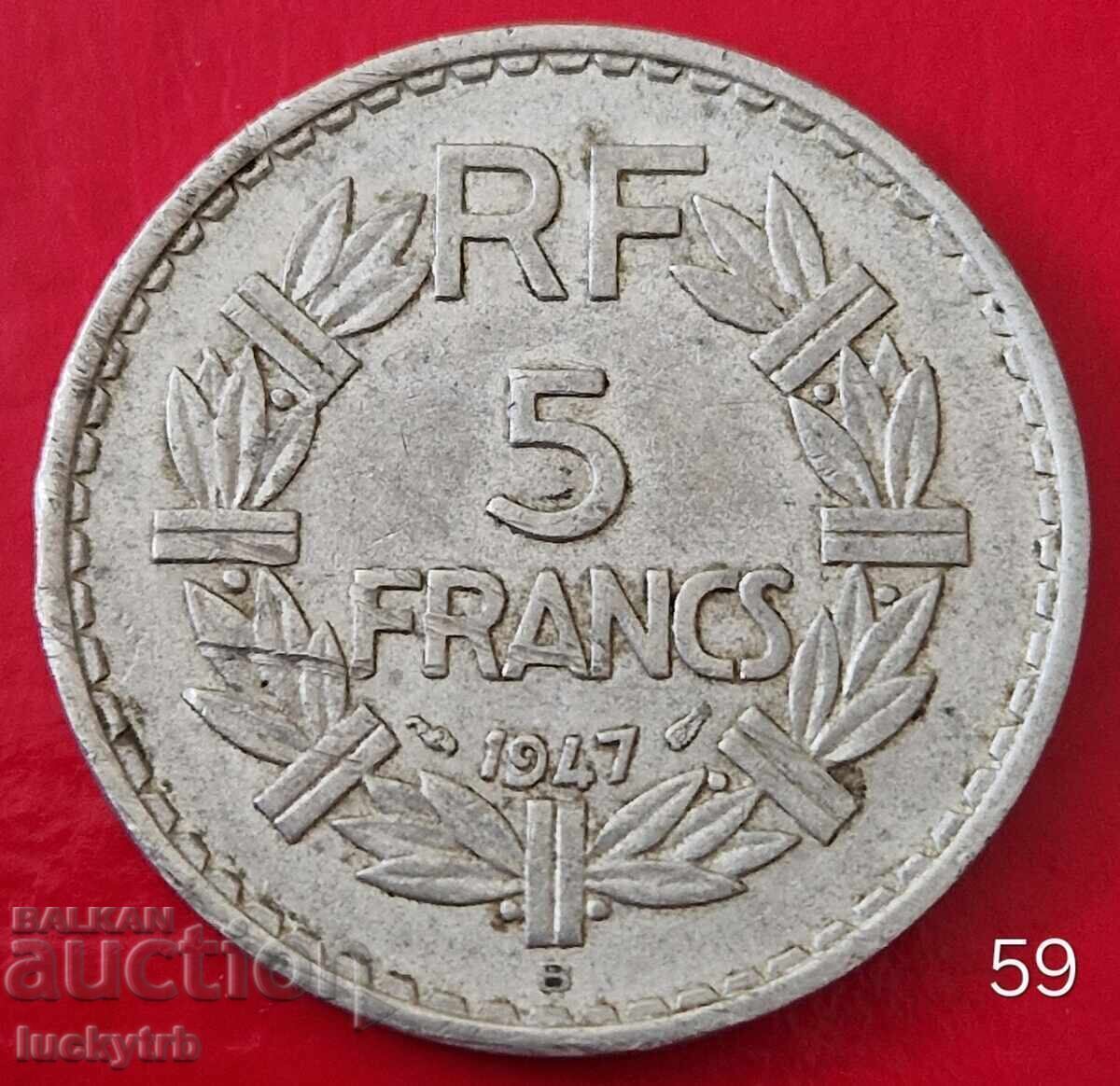 5 franci 1947 "B" - Franța 5 franci 1947 "B" - Franța