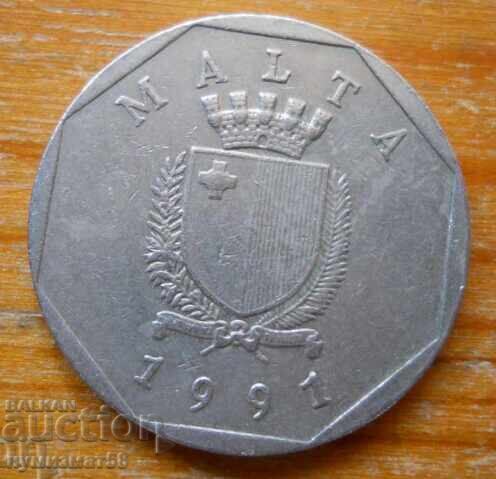 50 de cenți 1991 - Malta cu preț 1.50 BGN | € 0.77
