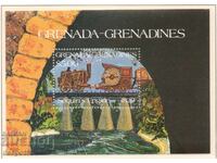 1984. Grenada Grenadini. Locomotive de cale ferată. Bloc