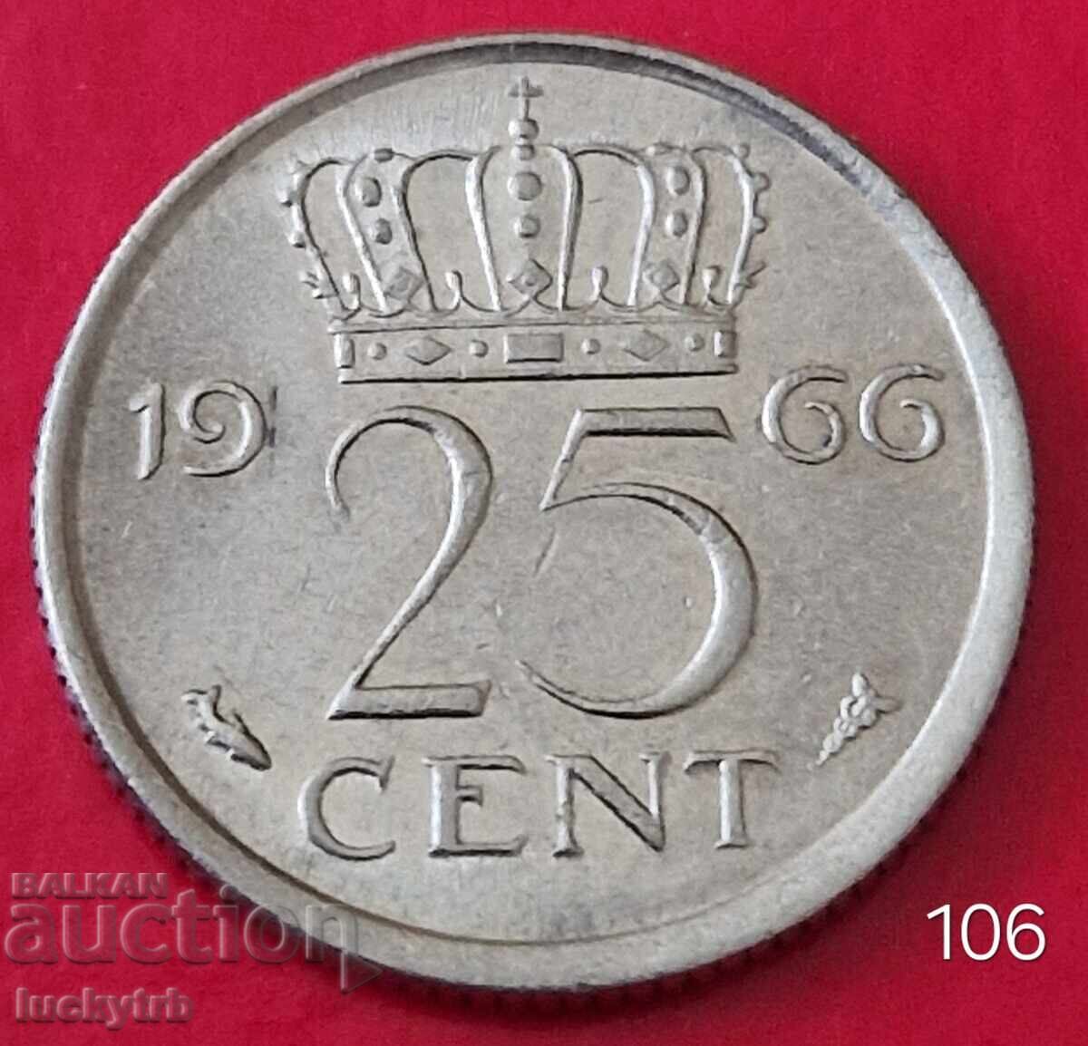 25 de cenți 1966 - Țările de Jos 25 de cenți 1966 - Țările de Jos