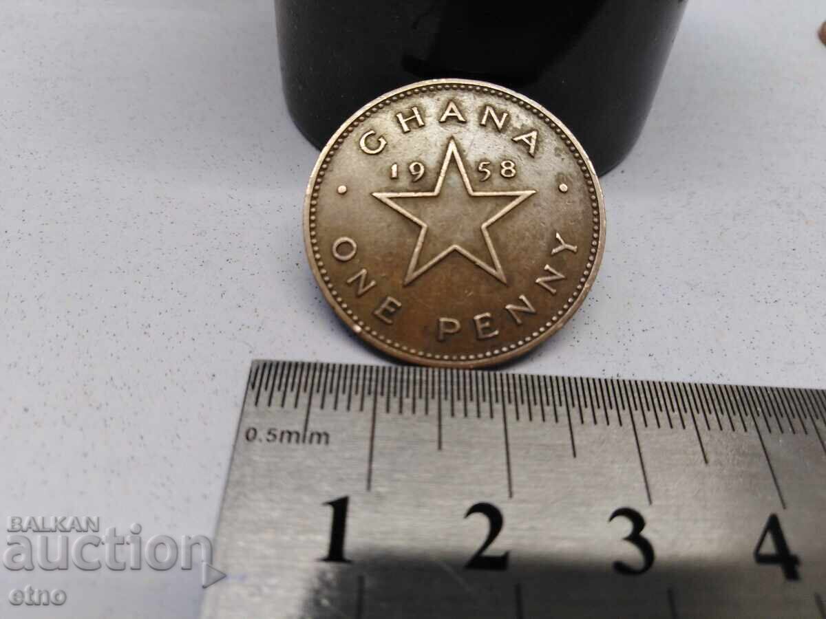 1 ΠΕΝΙ, ΓΚΑΝΑ 1958, νόμισμα, νομίσματα 1 ΠΕΝΙ, ΓΚΑΝΑ 1958, νόμισμα, νομίσματα