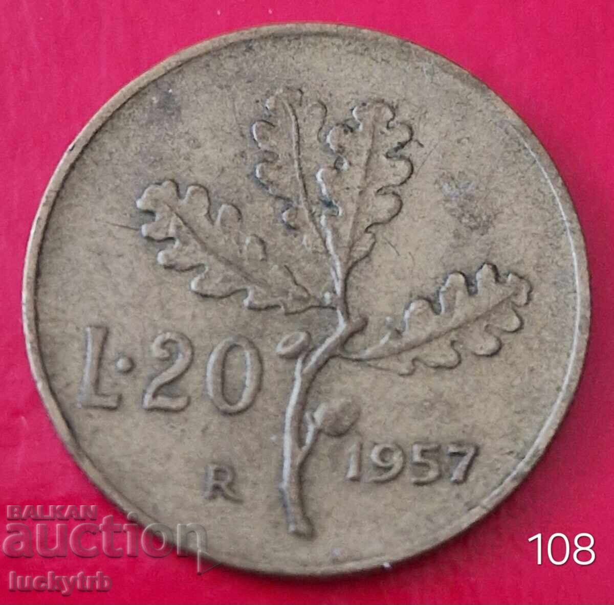 20 lire 1957 - Italia