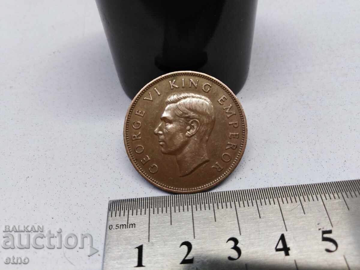 Auction  1 Penny, New Zealand 1946, coin, coins