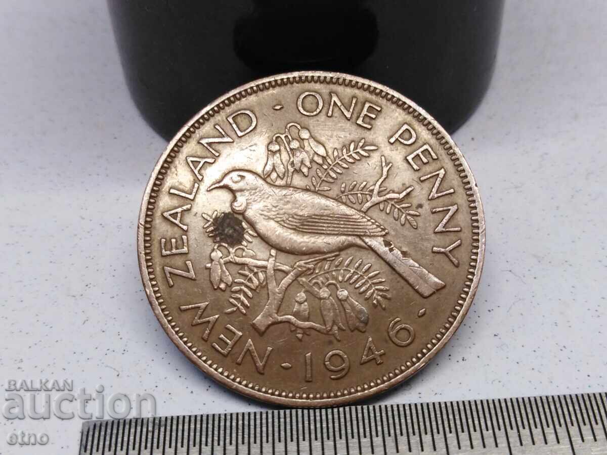 1 Penny, New Zealand 1946, coin, coins
