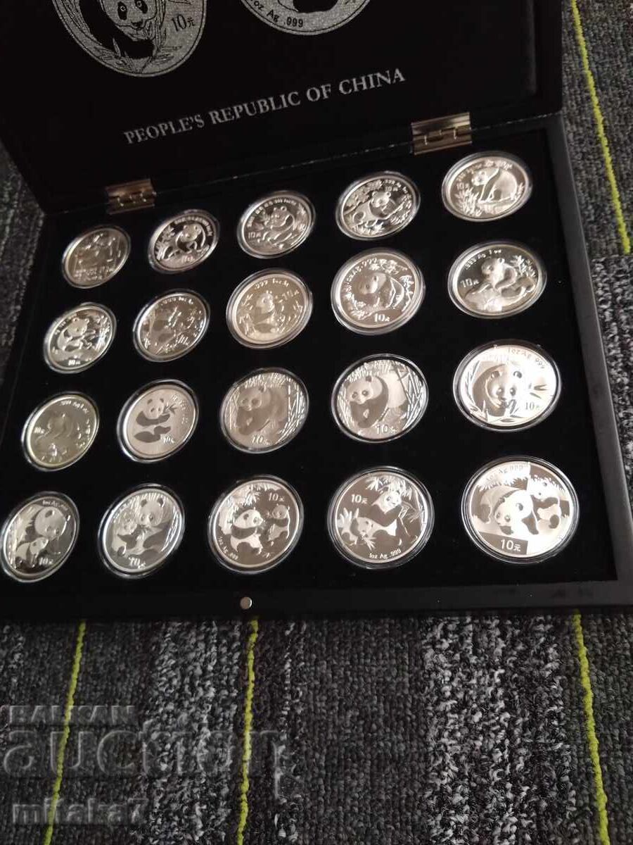 Σετ ασημένιων νομισμάτων "Κινέζικη Πάντα", 1 Oz, 1989-2008 με τιμή 4640.00 BGN | € 2372.39