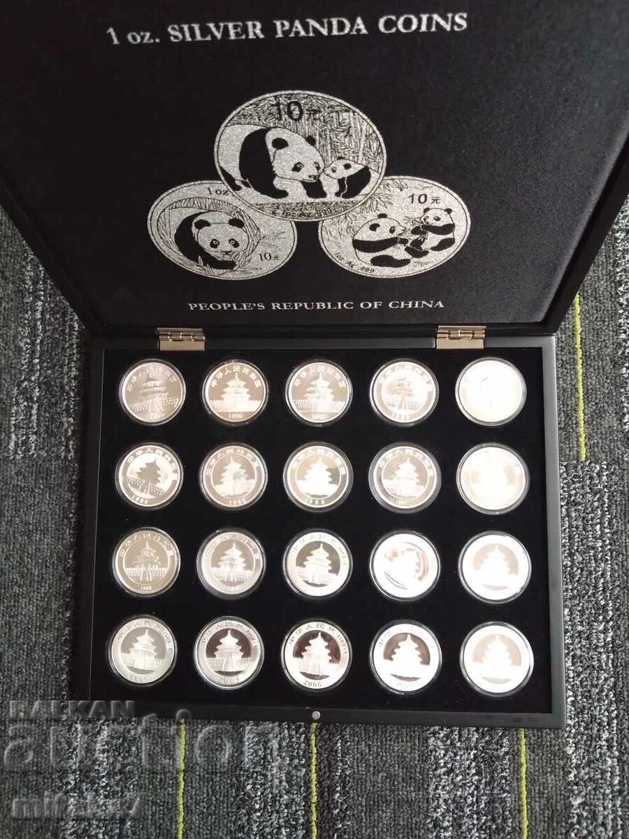 Σετ ασημένιων νομισμάτων "Κινέζικη Πάντα", 1 Oz, 1989-2008 - 6