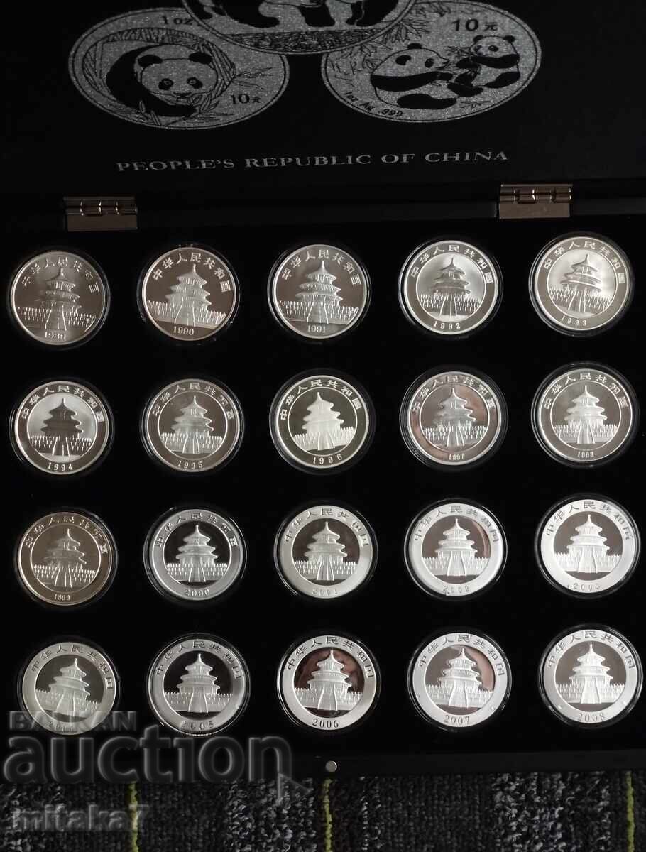 Set argint "Panda Chineză", 1 Oz, 1989-2008