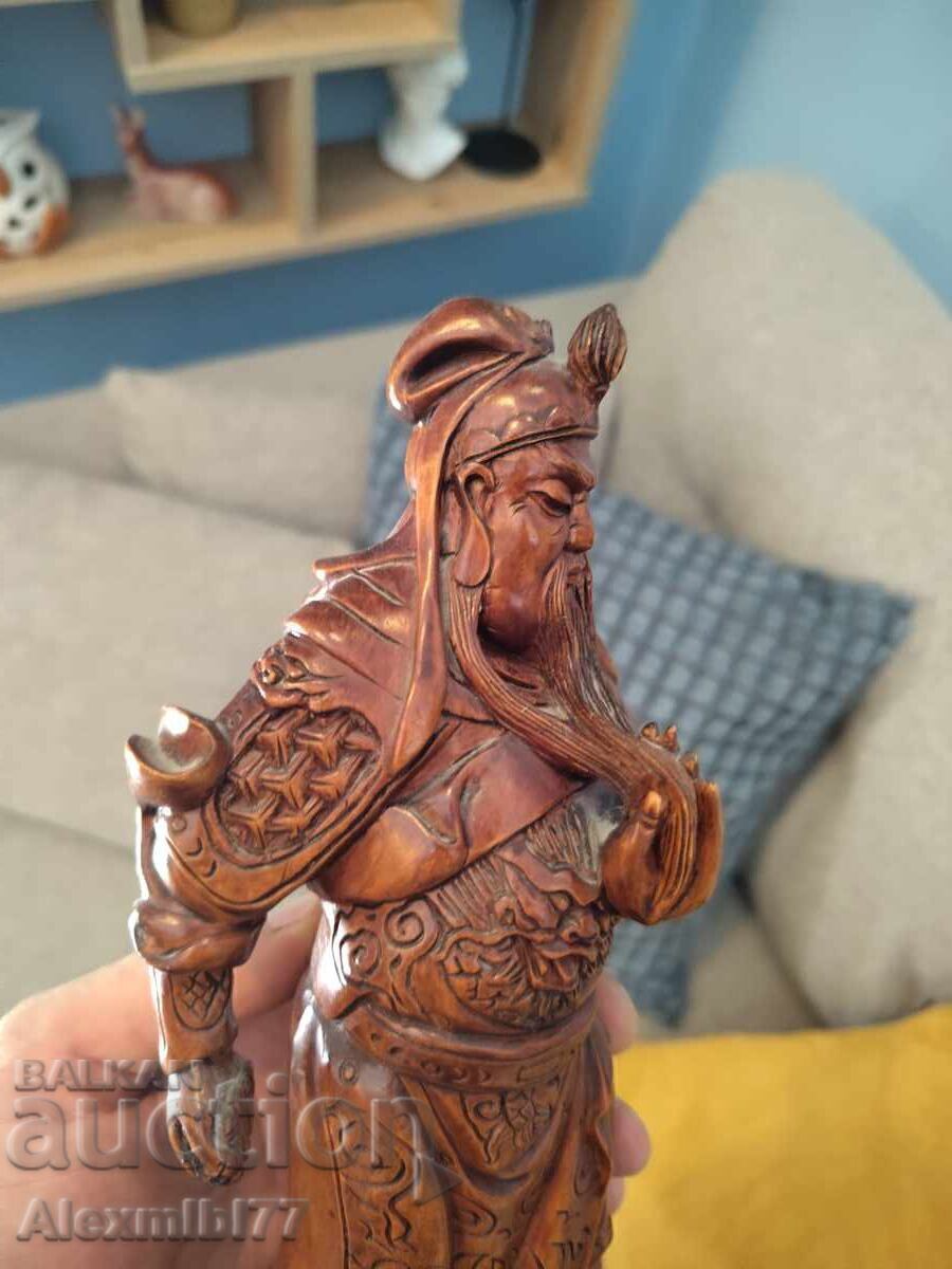 Wooden figurine of the Chinese warrior Guan Yu or Guan Gong - 7