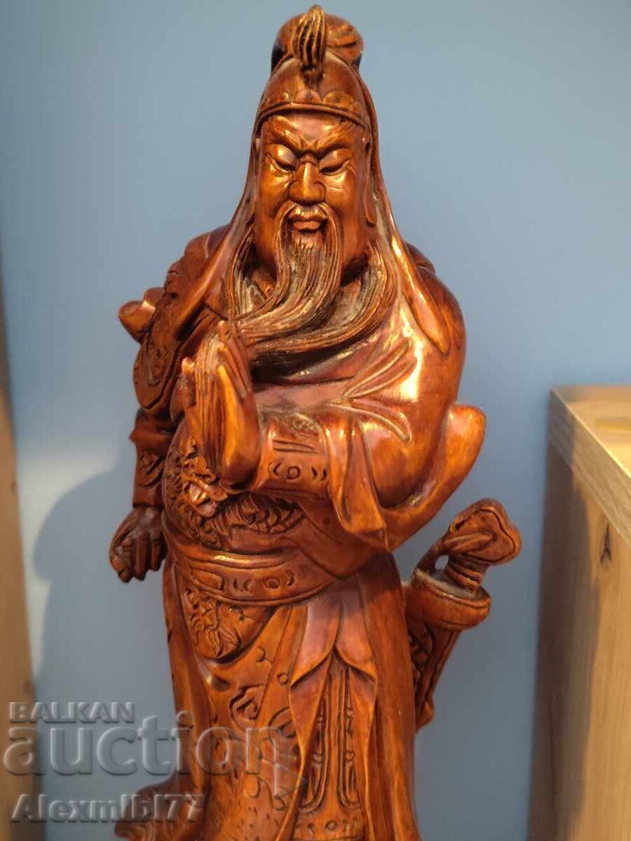 Wooden figurine of the Chinese warrior Guan Yu or Guan Gong