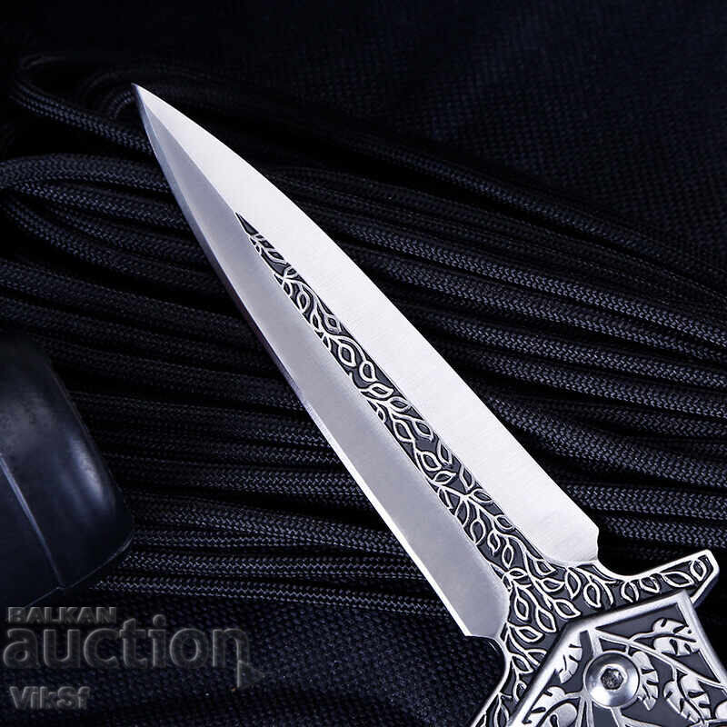 Folding knife with engraved handle and dagger-style blade 95x230 - 5 Folding knife with engraved handle and dagger-style blade 95x230 - 5