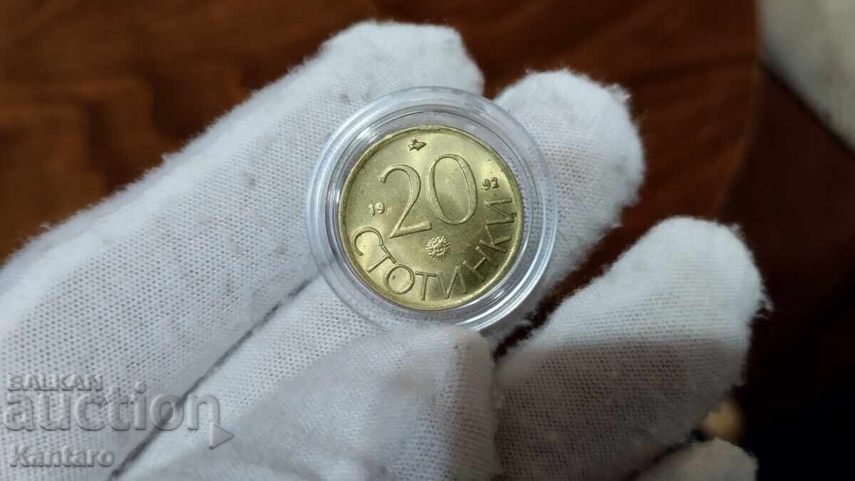 Coin - BULGARIA - 20 Stotinki - 1992 - UNC - 1 with price 4.00 BGN | € 2.05 Coin - BULGARIA - 20 Stotinki - 1992 - UNC - 1 with price 4.00 BGN | € 2.05