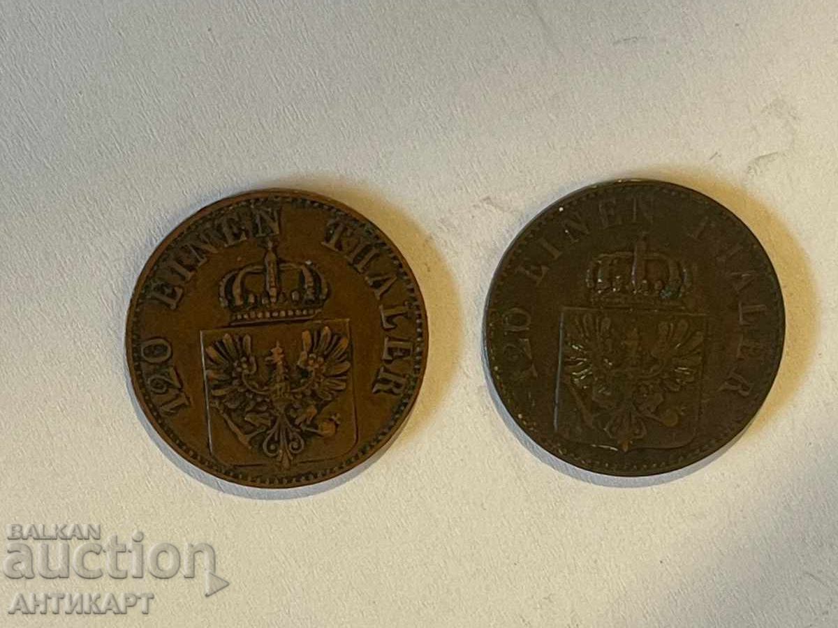 Germany 2 coins of 3 pfennigs 1846 and 1858 with price 12.00 BGN | € 6.14
