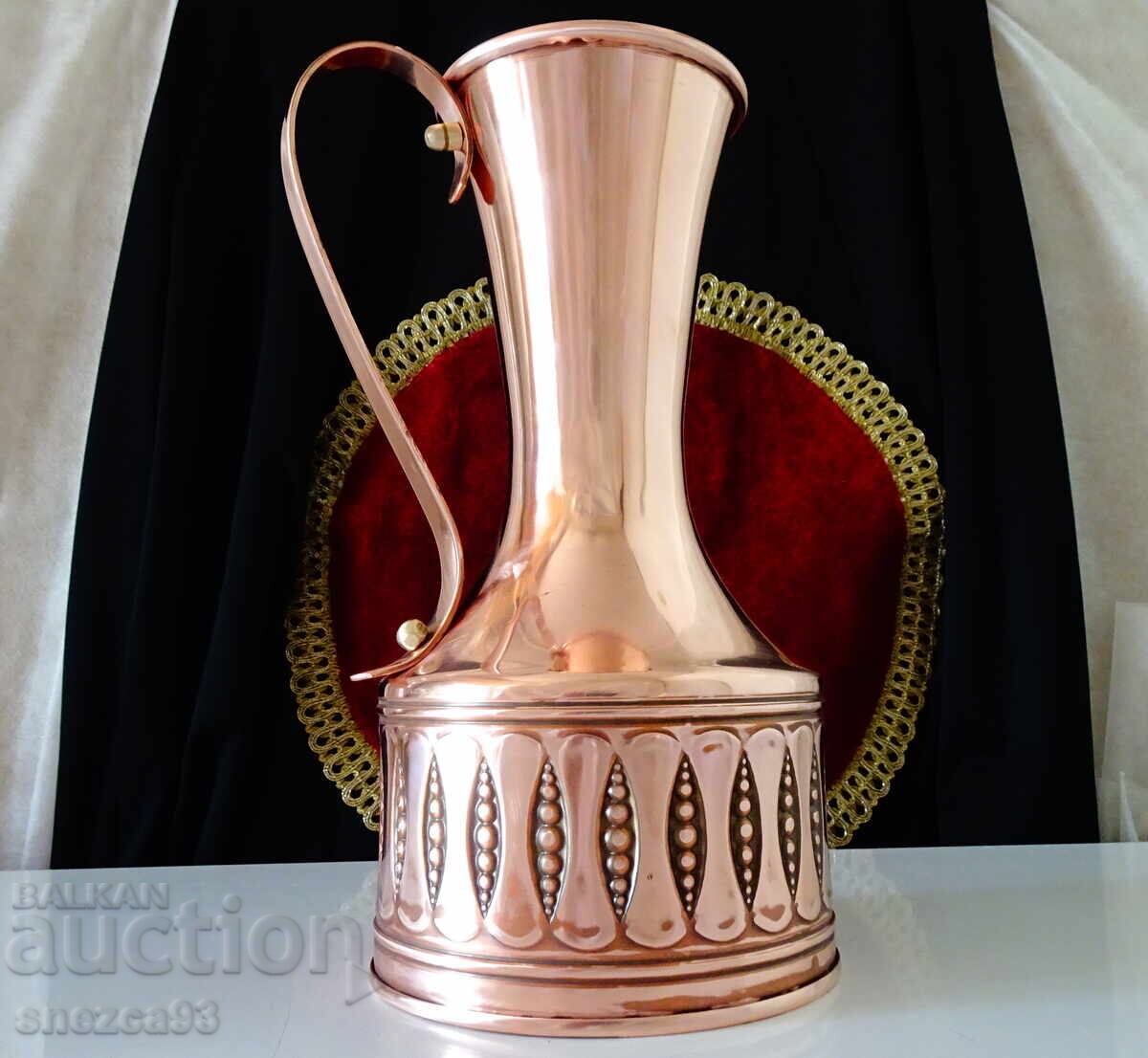 Χάλκινη κανάτα 2 λίτρων, καθαρό κόκκινο μέλι, ανάγλυφο - 6