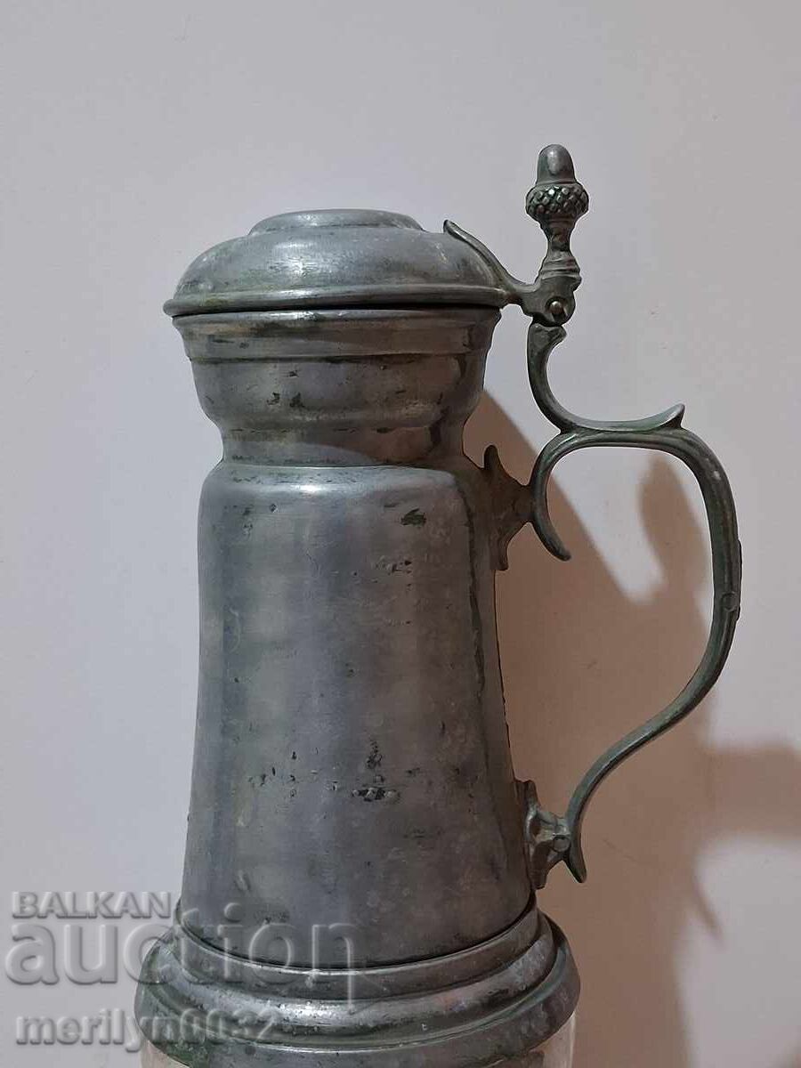 Auction  Calena can, half-liter mug with a coat of arms, glass