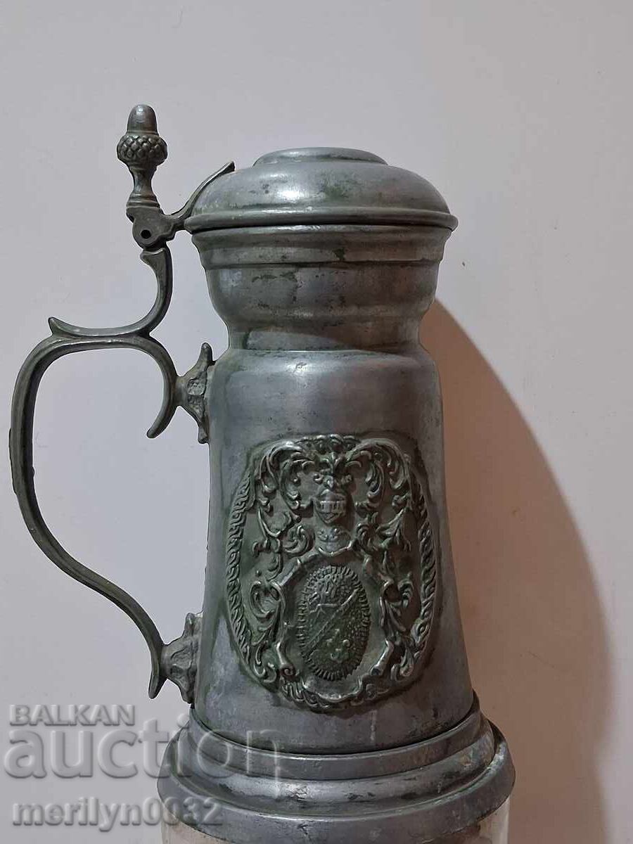 Calena can, half-liter mug with a coat of arms, glass