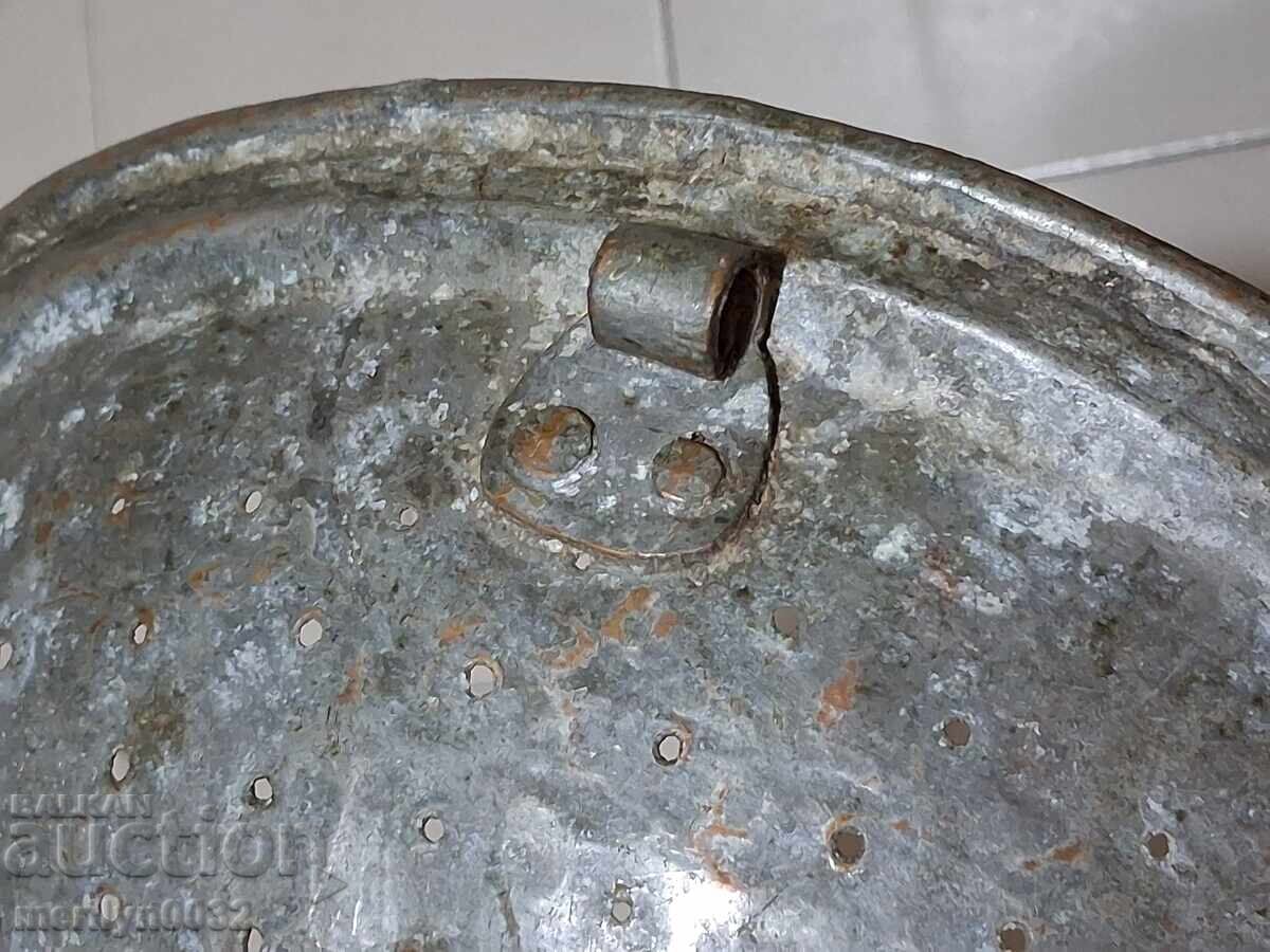 strecuratoare veche de cupru oala de cupru, ceaun cu strecuratoare ceaun cazan - 5