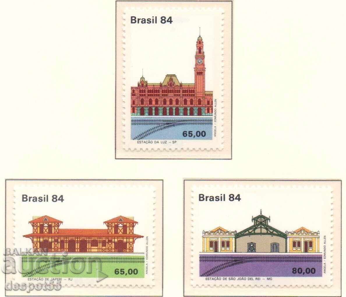 1984. Бразилия. Опазване на историческите ЖП гари + Плик. 1984. Бразилия. Опазване на историческите ЖП гари + Плик.