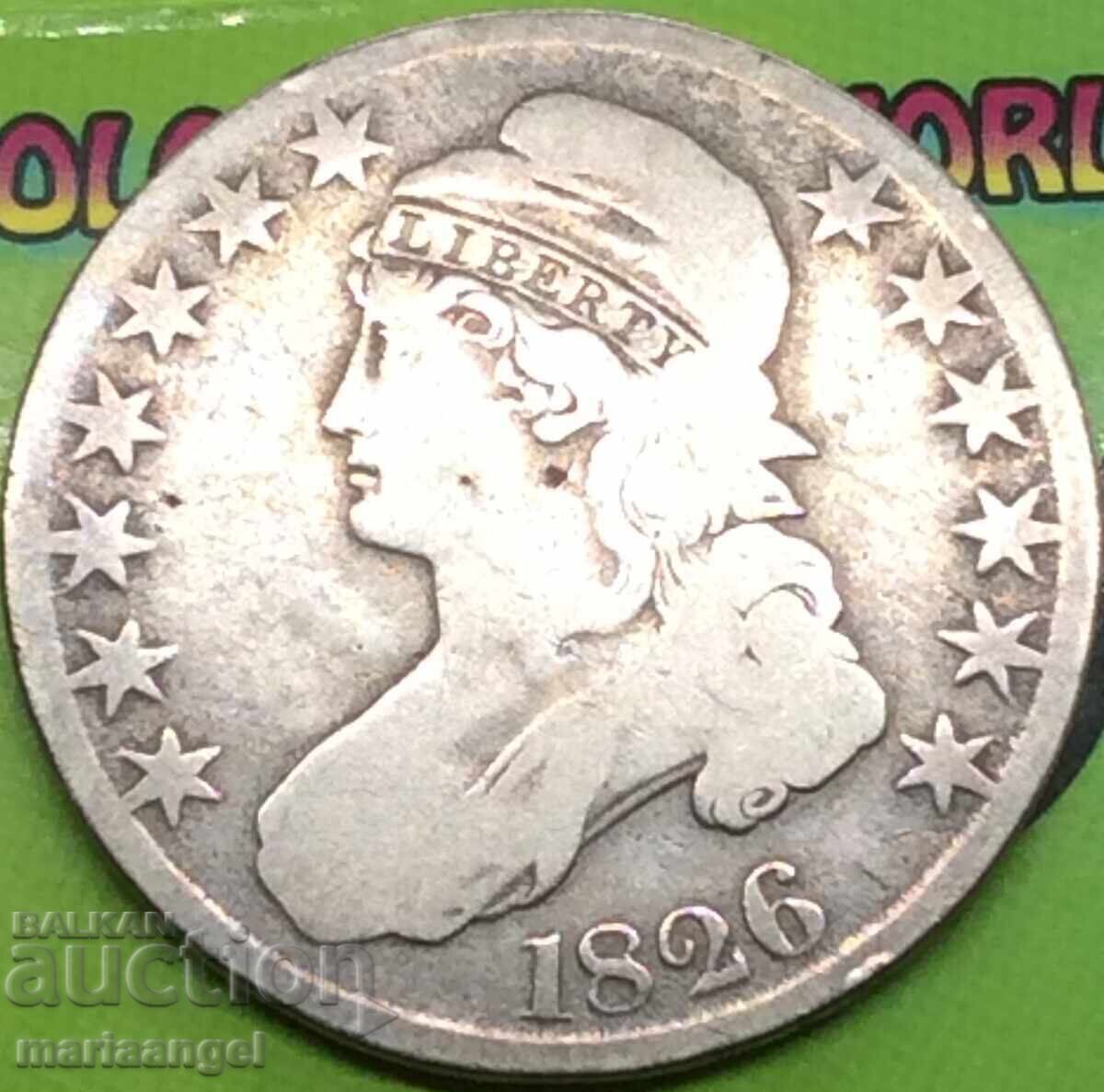 Δημοπρασία 1/2 δολάριο ΗΠΑ 1826 50 σεντς ασήμι Liberty Δημοπρασία 1/2 δολάριο ΗΠΑ 1826 50 σεντς ασήμι Liberty